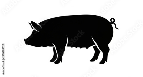 Black Silhouette of a Pig.