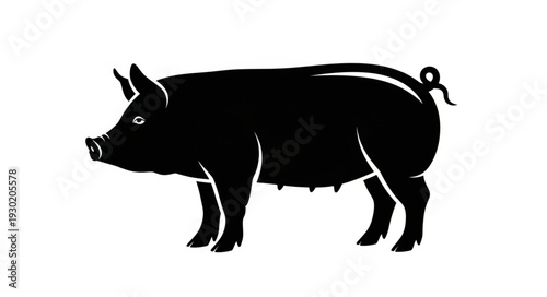 Black Silhouette of a Pig.