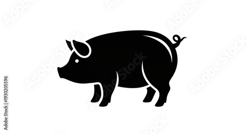 Black Silhouette of a Pig.
