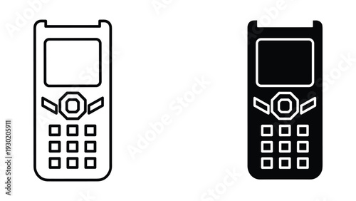 Black and white illustration of old mobile phone