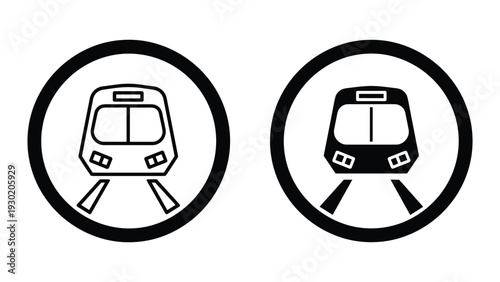 Subway or train icons in black and white