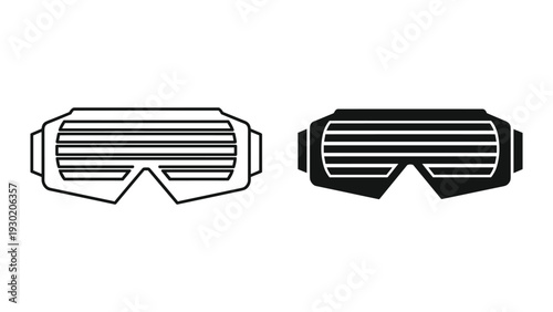 Futuristic goggles illustration, black and white design