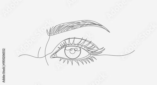 Minimalist Line Art of a Woman's Eye with Eyelashes and Eyebrow