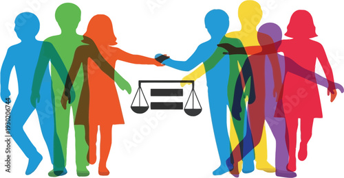 A diverse group of people shaking hands in a symbol of unity and cooperation