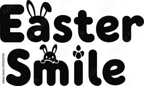Easter bunny graphic with smiling face and cute design