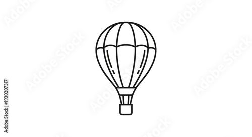 Minimalist hot air balloon icon, simple outline design, travel and adventure symbol