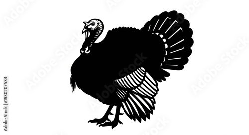 Black Silhouette of a Turkey.