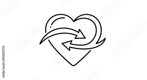 Heart with Recycling Arrows Icon - Love and Sustainability Concept