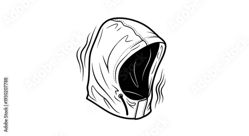 Hooded Sweatshirt Outline Drawing, Minimalist Fashion Apparel Icon
