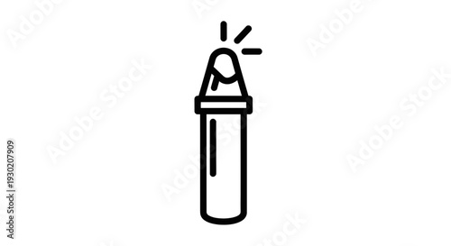 Illuminated Crayon Icon, Bright Idea, Creativity and Inspiration Symbol