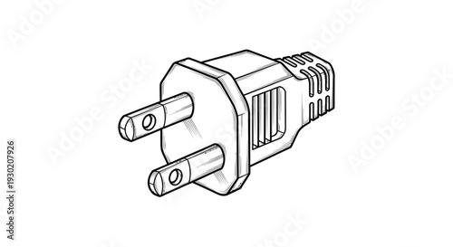 Illustration of a standard North American electrical plug, isolated on white background