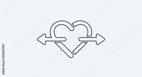Intertwined Heart with Arrows Symbolizing Connection, Love, and Direction