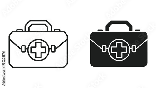 Medical bag icons in outline and filled styles