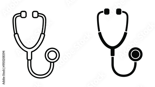 Stethoscope icons in outline and filled styles on white background