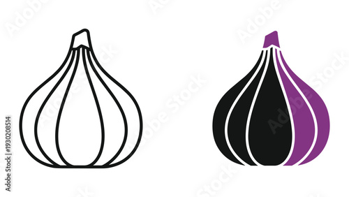 Black and purple garlic clove illustration