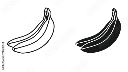 Black and white illustration of two bananas