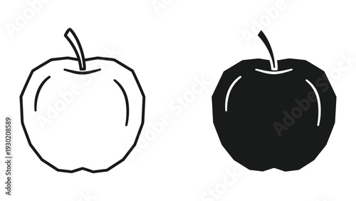 Black and white illustration of apples side by side