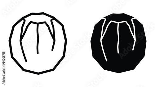 Simple black and white illustration of soccer balls side by side
