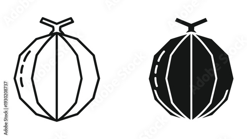 Simple black and white illustration of two onions