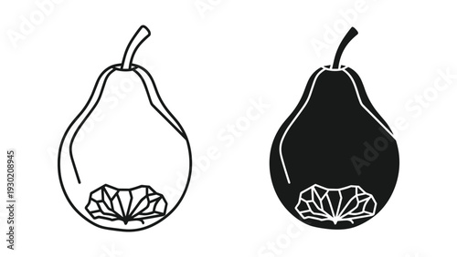 Black and white pear illustration