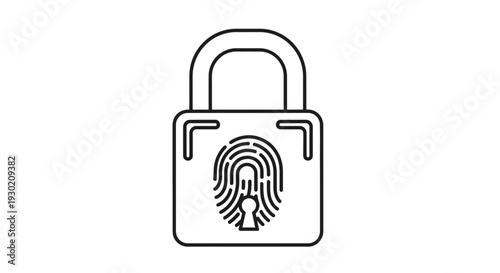Fingerprint Padlock Icon: Digital Security, Biometric Authentication, Data Protection