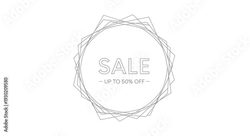 Geometric Sale Banner with Up to 50% Off Discount - Modern Minimalist Design