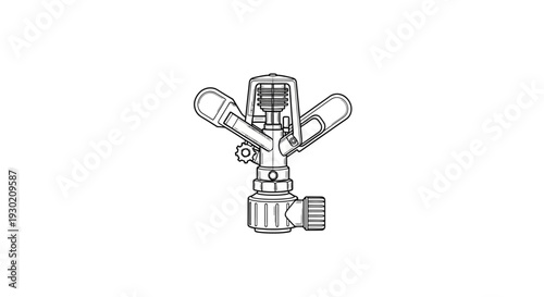 Garden Sprinkler Head Isolated on White Background, Irrigation Tool for Lawn Care
