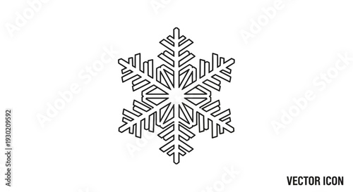 Geometric Snowflake Icon Vector Illustration - Winter Season Symbol