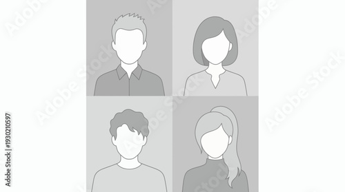 Minimalist avatar icons of professional business employees including manager executive and director in flat style, concept for corporate directory, employee portal and organizational structure