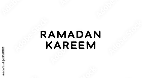 Ramadan Kareem Typography on White Background for Islamic Holy Month Celebration