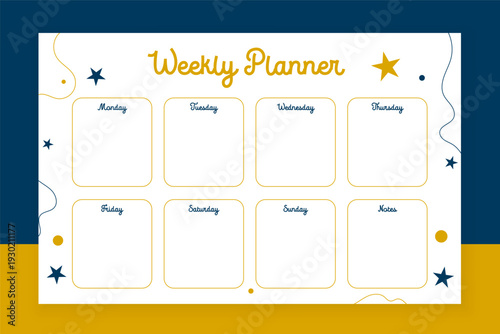 weekly todo list organizer template for business desk or wall