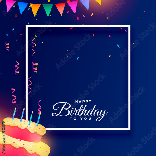 happy birthday eve confetti background with delicious cake design