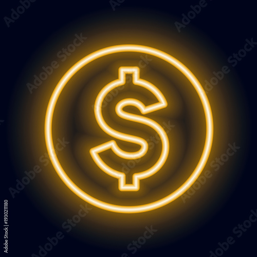glowing neon USA currency dollar sign design