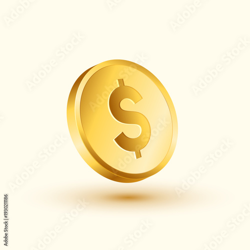 realistic golden USD currency dollar coin design