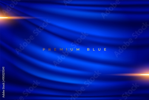 premium blue silk curtain backdrop with shiny effect