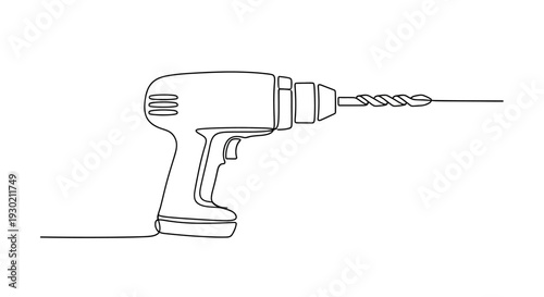 A simple line art icon of a cordless drill with a drill bit, depicted in a black silhouette against a clean white background.