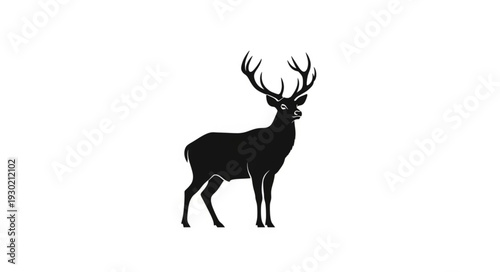 Black Silhouette of Deer Stag.