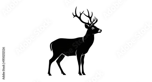 Black Silhouette of Deer Stag.