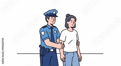 Police Officer Assisting Female Citizen in a Community Setting - Security, Safety, and Law Enforcement Support