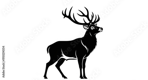 Black Silhouette of Deer with Antlers.