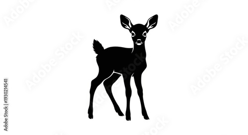 Black Silhouette of Deer Standing.