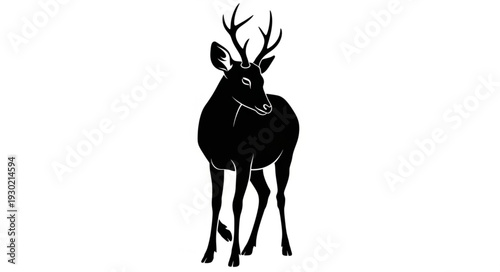Black Silhouette of Deer Standing.