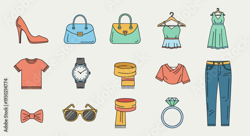 Collection of Fashionable Clothing and Accessories for Women.