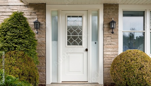 Weisse Haustur Mit Glaseinsatz