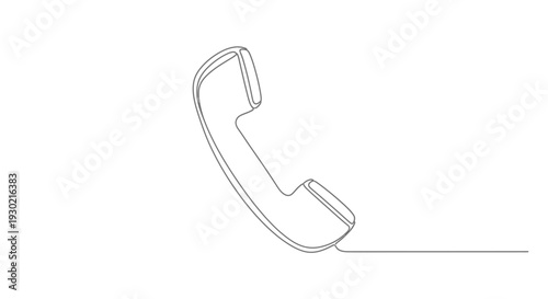 Minimalist single line drawing of a telephone receiver, communication icon
