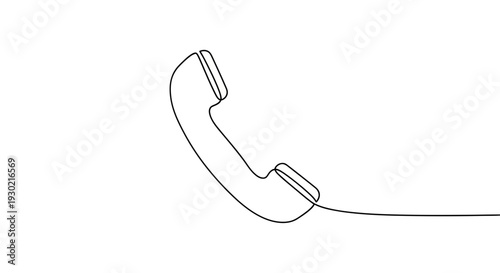 Minimalist single line drawing of a vintage telephone handset, communication concept