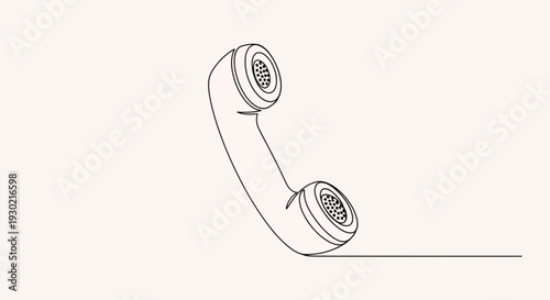 Minimalist single line drawing of a vintage telephone handset, retro communication concept