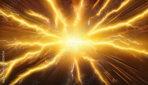 Abstract Yellow Lightning Sparks Effects Anime Cartoon Style Background From Generative Ai