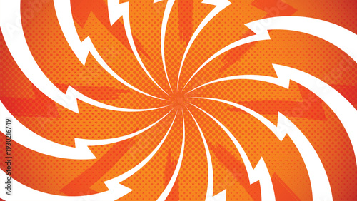 Vibrant comic book background featuring radial sunburst rays, lightning bolt accents and bold pop art colors.