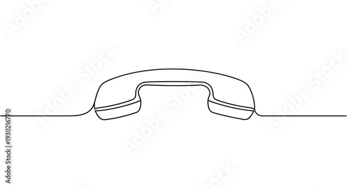 Minimalist single line drawing of a vintage telephone receiver, communication concept